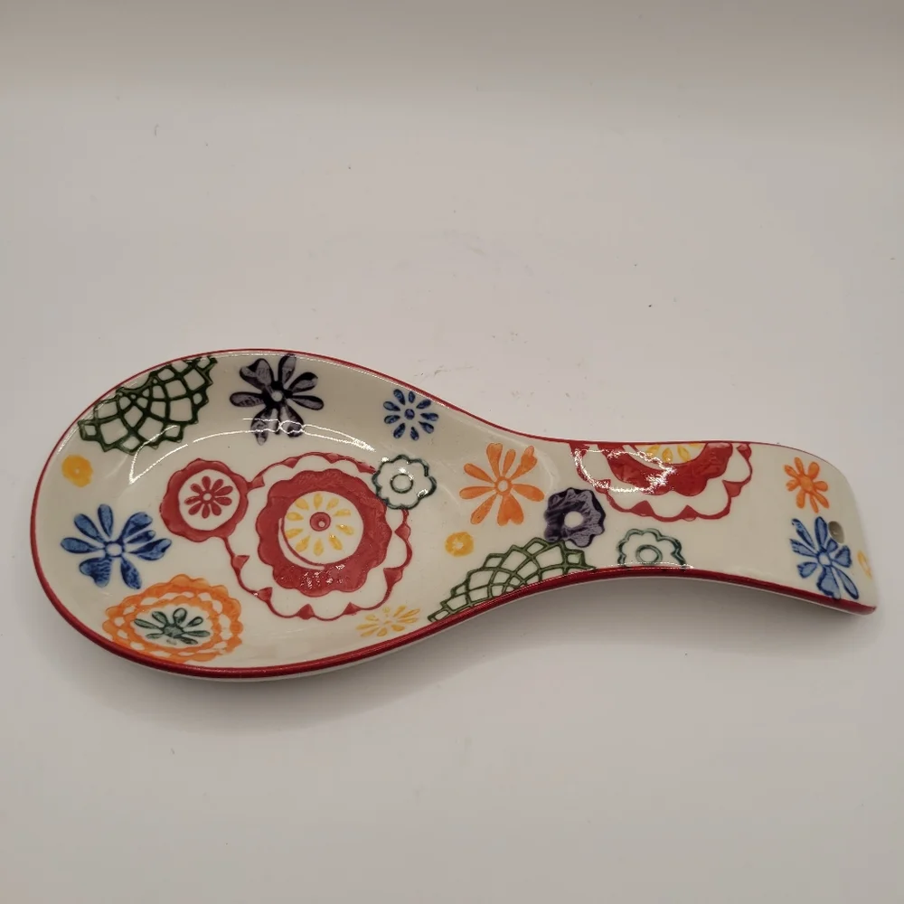 Pier 1 Imports Floral Ceramic Spoon Rest